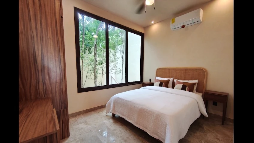 Interior recamara departamento Uxmal Tulum