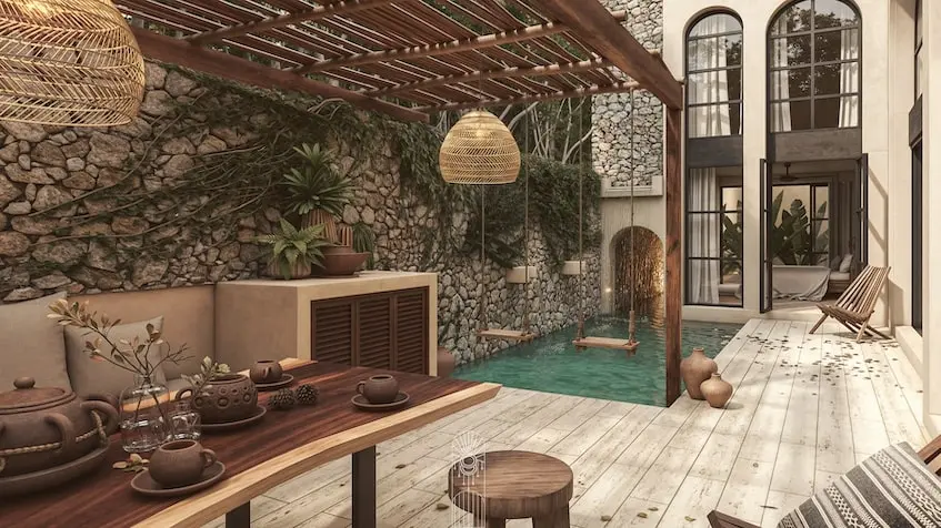 Pergola with terrace at Kanta Villas Tulum