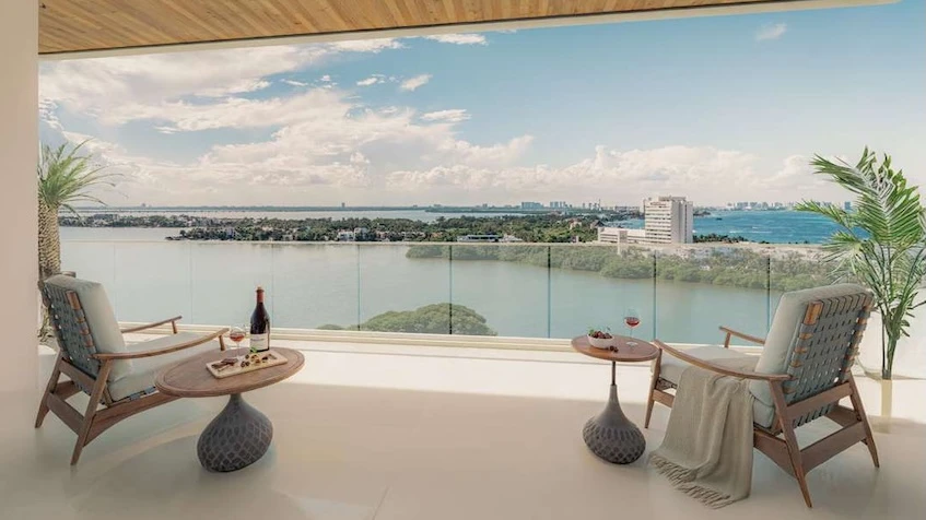 Terrace with ocean view at Azurea Marina Residential Cancun
