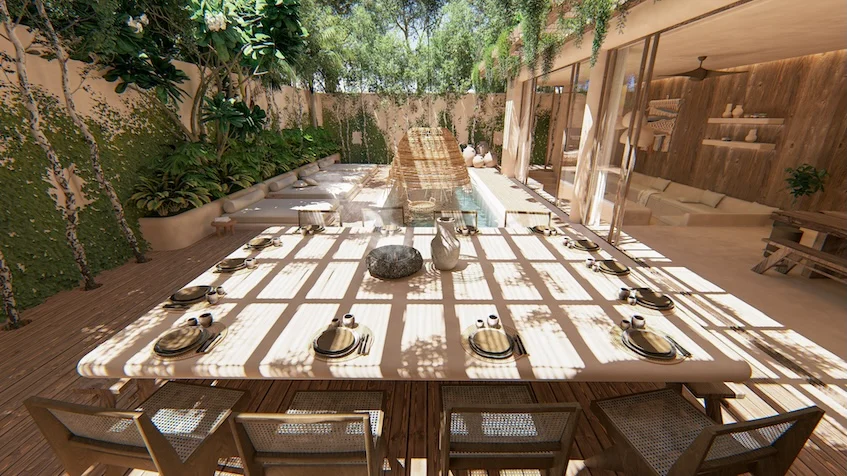 Comedor en Villas Ossana Tulum