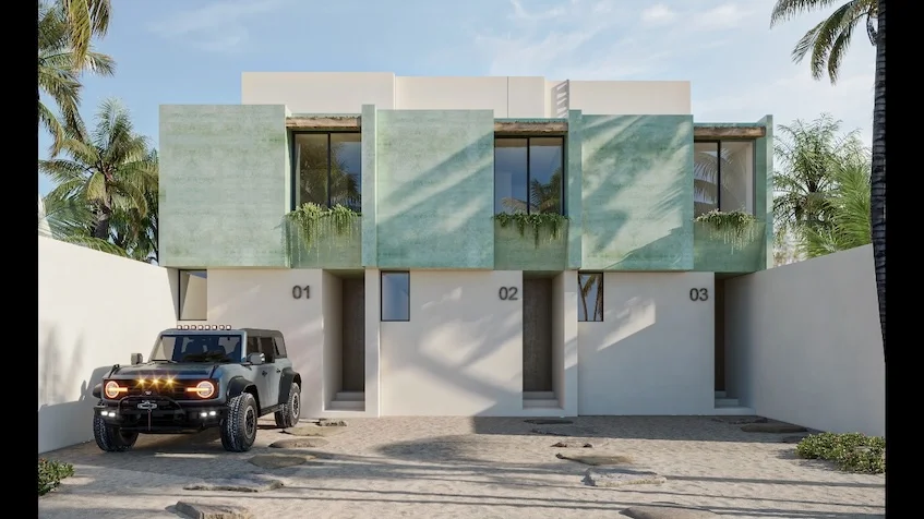 Front facade Villas Kikal Chelem Yucatán