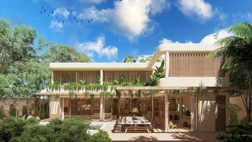 Fachada frontal Villas Ossana Tulum