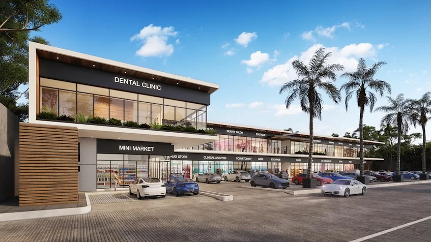 Left side facade Quattro Plaza Center Cancún