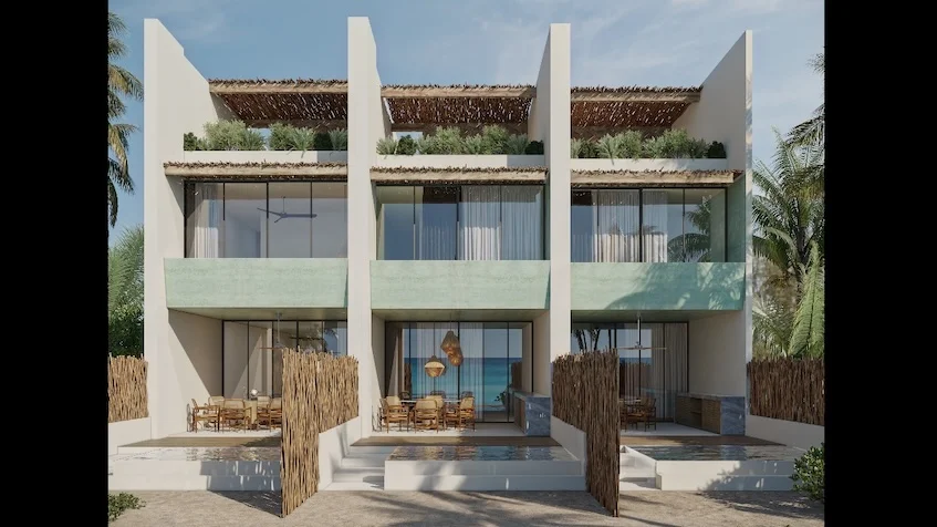 Rear facade Villas Kikal Chelem Yucatán