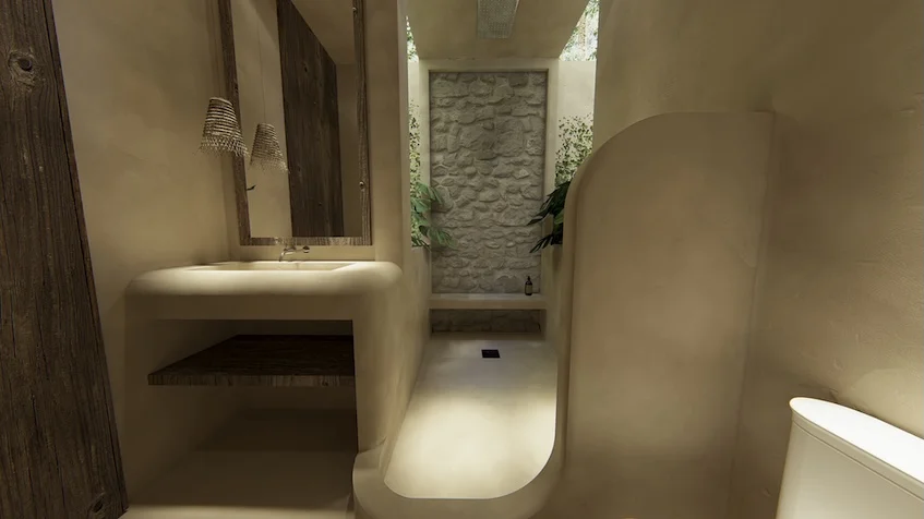 Interior baño Villas Ossana Tulum