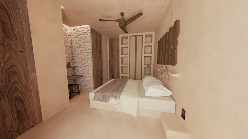 Interior recamara principal Villas Ossana Tulum
