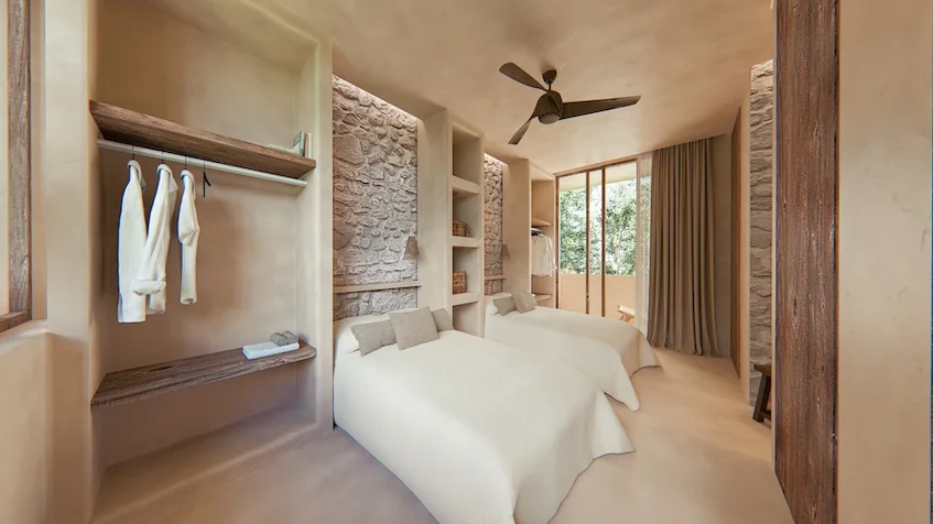 Recamara doble en Villas Ossana Tulum