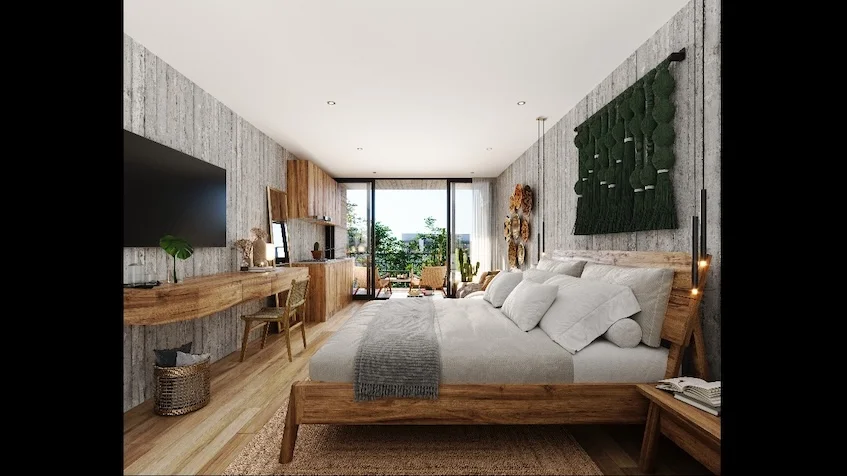 Recámara sala en Bojo Luxury Residences Playa del Carmen