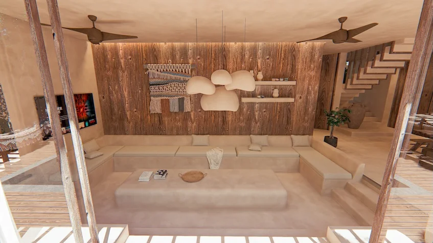Sala vista aerea Villas Ossana Tulum