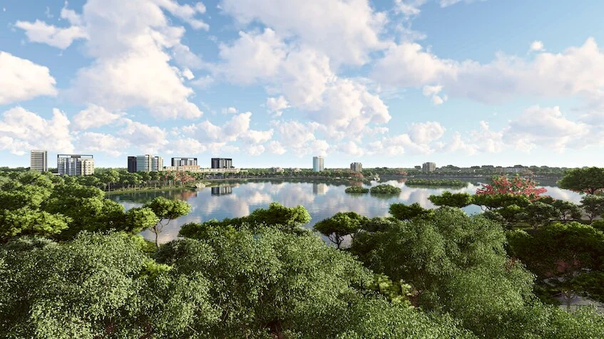 Vista aerea lago Kulkana Cancun