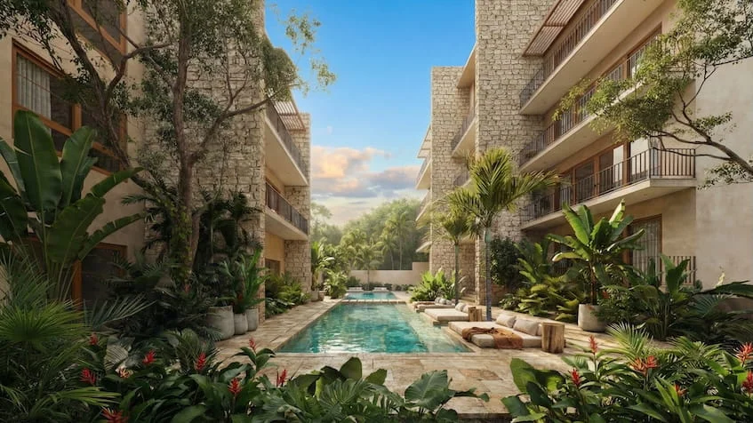 Alberca en Yutori Residences Bacalar