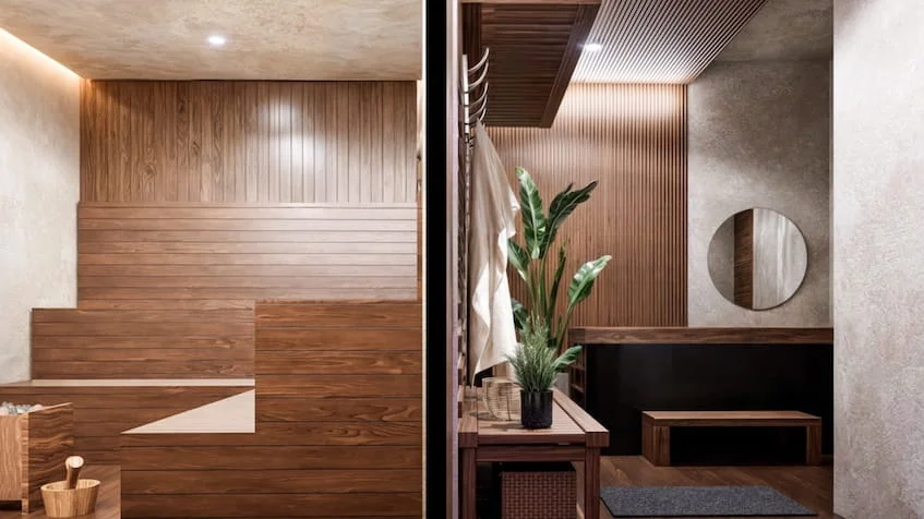 Baño interior y Wellness en Yutori Residences Bacalar