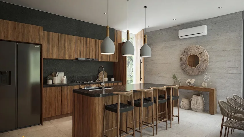 Cocina en casa alma Nonai Villas Tulum