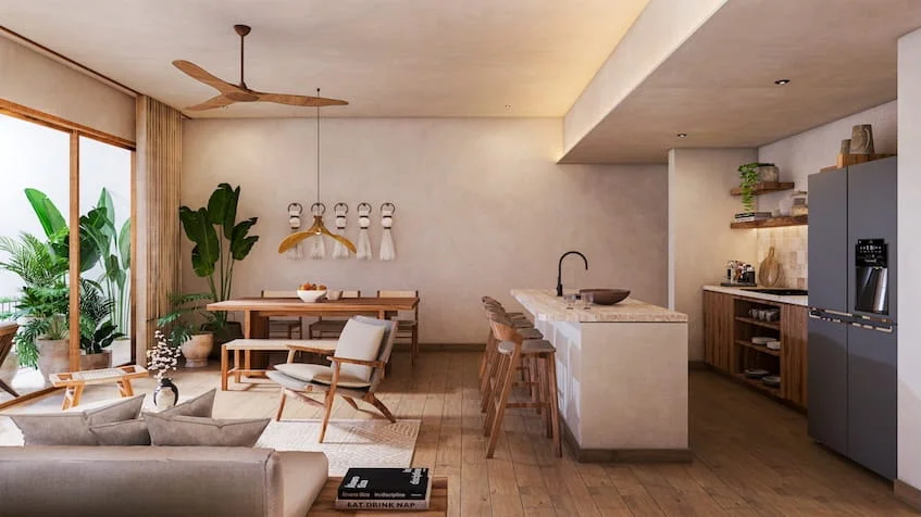 Cocina en Yutori Residences Bacalar