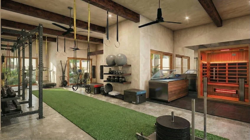 Gimnasio amplio en Yutori Residences Bacalar
