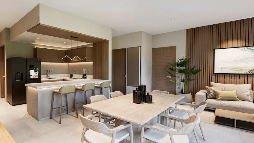 Interior of the dining room at Torre Nikte Cancun