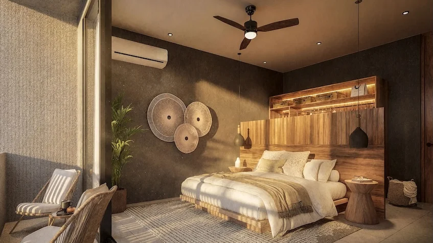 Recamara principal en Nonai Villas Tulum