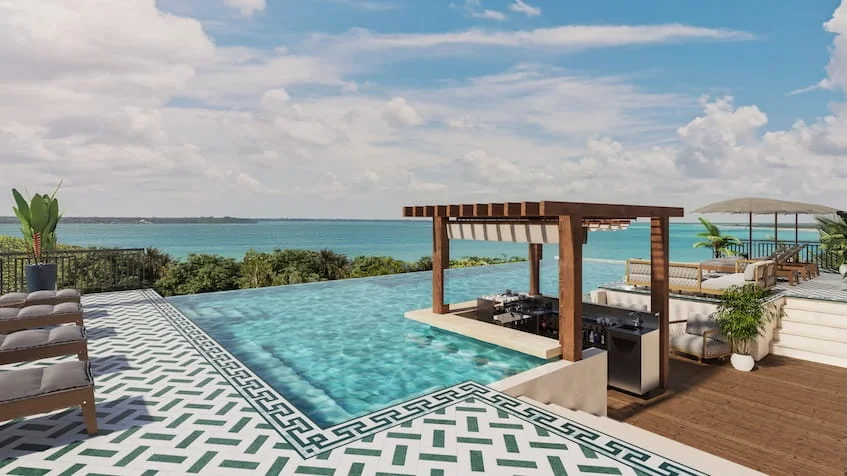 Rooftop con alberca en Yutori Residences Bacalar