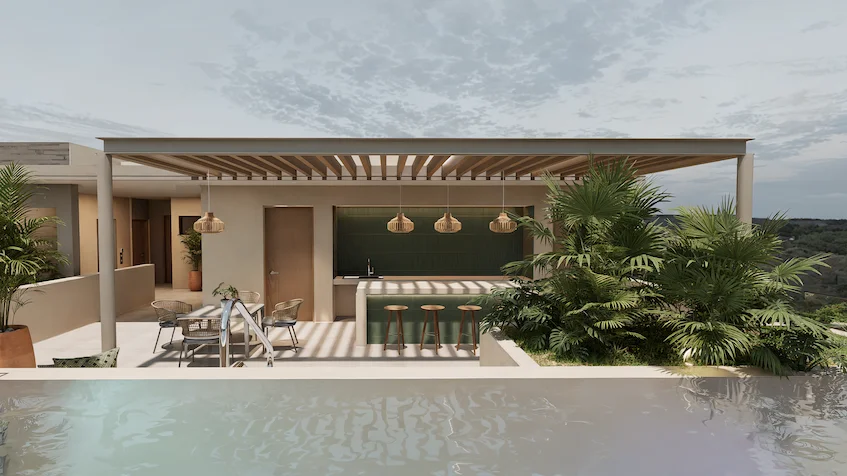 Terrace with front view in Torre Nikte Cancun