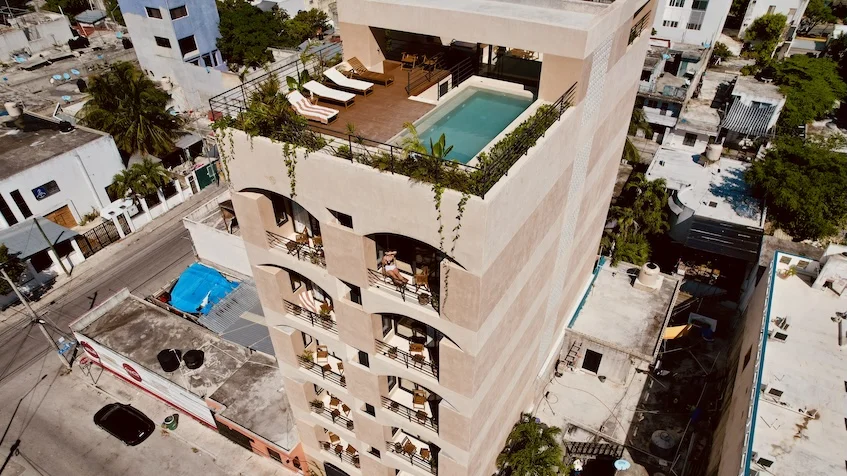 Vista aerea rooftop en Nalu Sanctuary Playa del Carmen