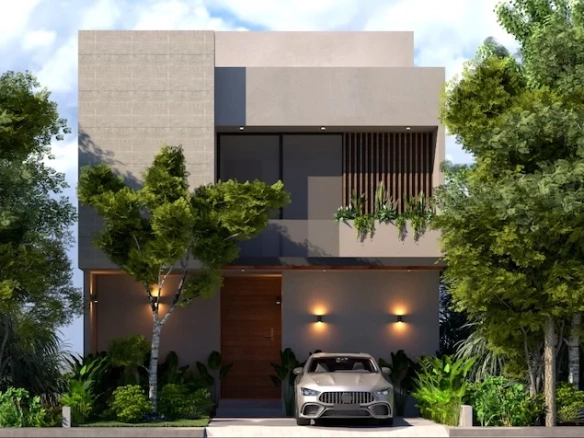 Fachada frontal en Villa Chechen Playa del Carmen