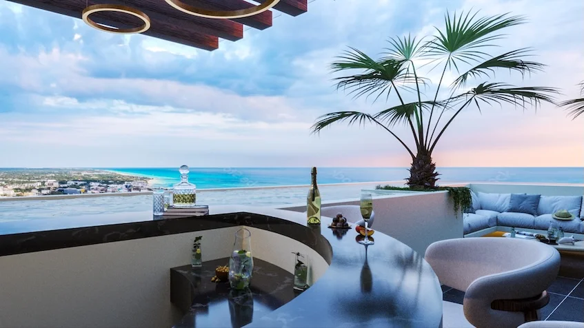 Bar avec vue sur la mer au Luma Luxury Condos à Playa del Carmen