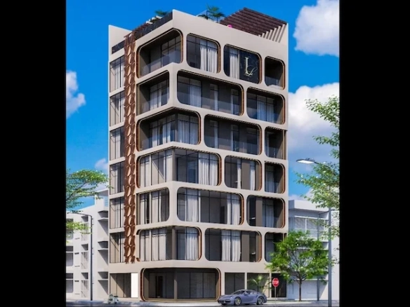 Daytime front view of Luma Luxury Condos in Playa del Carmen